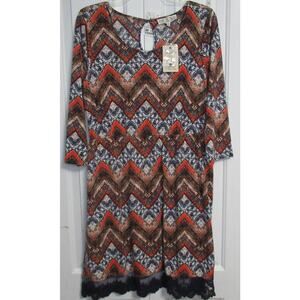 Pink Rose XL tea length dress NWT